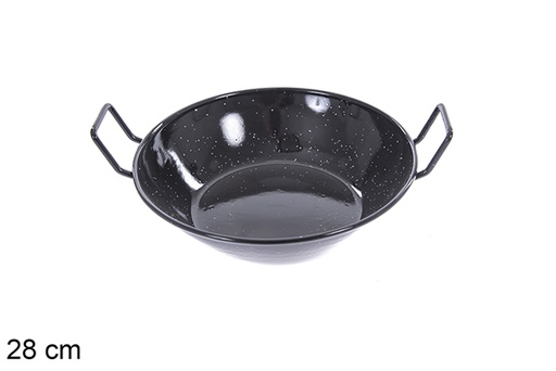 [201309] Deep enamel frying pan with handles 28 cm