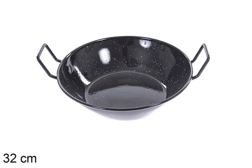 [201311] Deep enamel frying pan with handles 32 cm