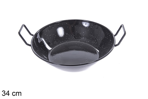 [201312] Deep enamel frying pan with handles 34 cm