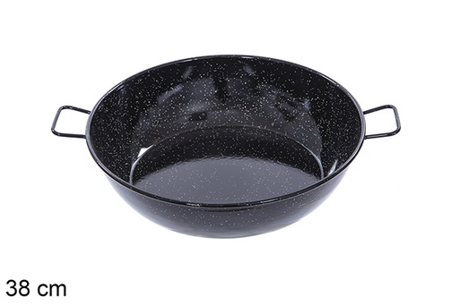 [201314] Deep enamel frying pan with handles 38 cm
