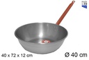 Sartén pulida honda con mango 40 cm