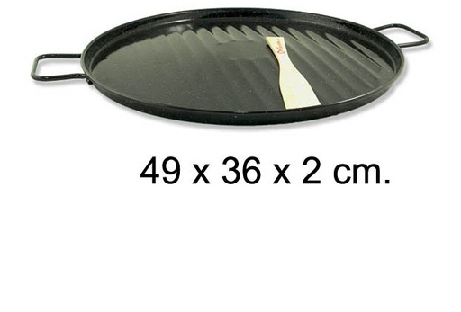 [201390] Enameled grill plate + wooden spatula 35 cm