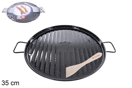 [201390] Placa para grelhar esmaltada + wooden spatula 35 cm