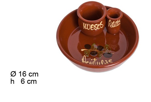 [201434] Plat apéritif olives avec porte-cure-dents décoré 16 cm