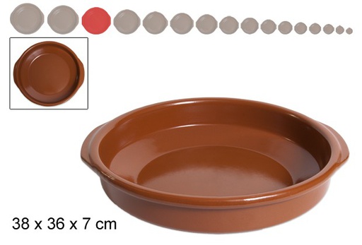 [201439] Clay saucepan with handles 36 cm
