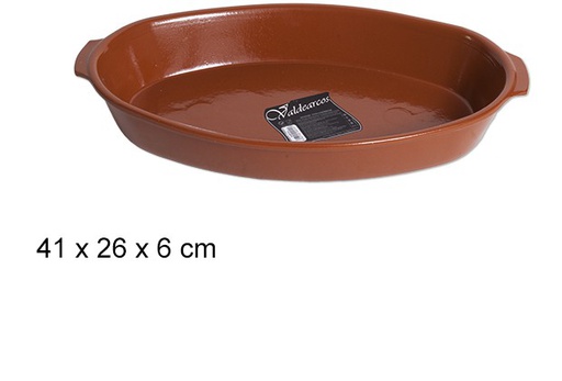 [201460] Oval clay tray 41x26 cm