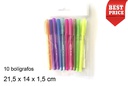 Blister 10 bolígrafos cristal neón