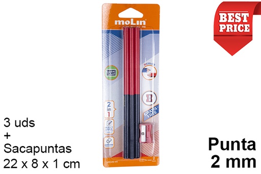 [202112] Pack 3 bicolour pencils + sharpener