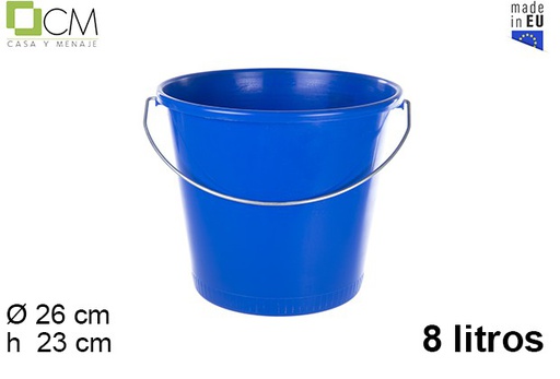 [103040] Blue PP bucket with iron handle 8 l.