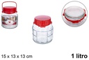 Bote cristal con asa roja 1 litro
