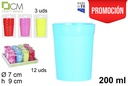 Pack 3 vasos camping reutilizable colores surtidos 200 ml 