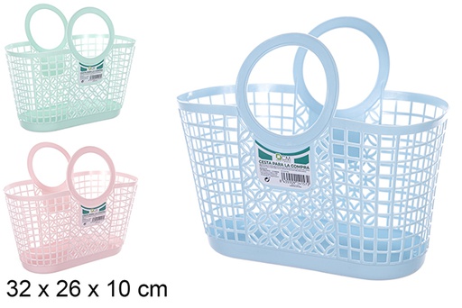 [104157] Cesta plástico compra colores surtidos 32x26 cm