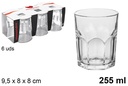 Pack 6 vasos cristal agua Hispania 255 ml