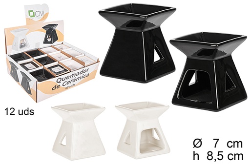 [101911] Quemador ceramica blanco/negro 7x7x8.5cm