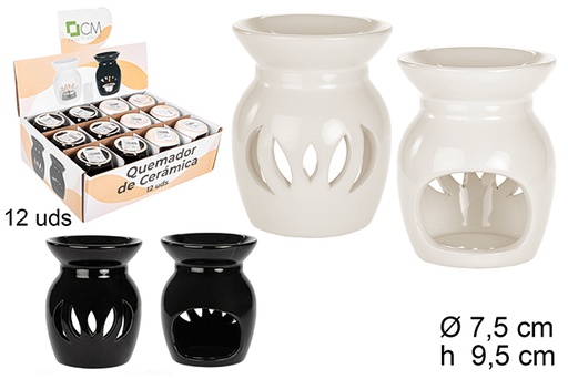 [101912] Quemador ceramica blanco/negro 9.5cm