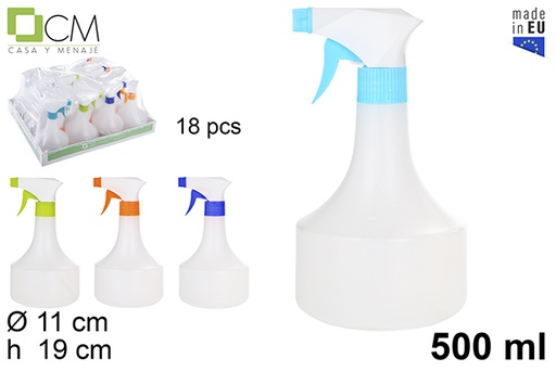[102765] Garrafa de plástico branco com pulverizador 500 ml