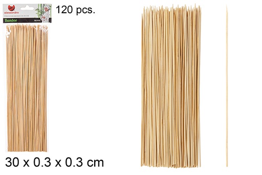 [104199] Pack 120 espetos de churrasco de  bambu 30 cm