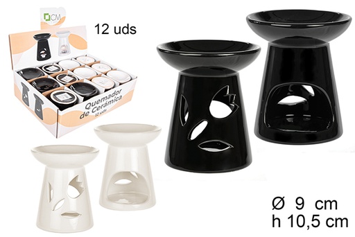 [104514] Quemador ceramica blanco/negro redondo