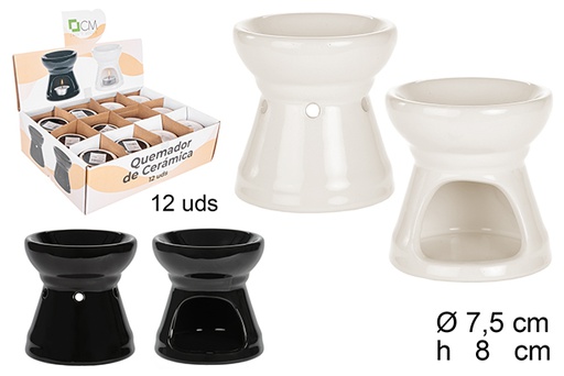 [104517] Quemador ceramica blanco/negro redondo