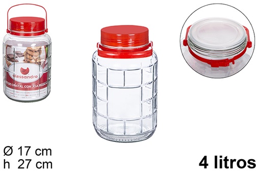 [105253] Glass jar with red handle 4 l.