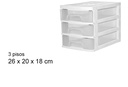 Archivador 3 pisos transparente/blanco