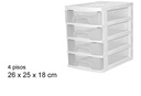 Archivador 4 pisos transparente/blanco