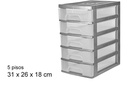 Archivador 5 pisos transparente/gris