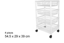 Verdulero rectangular 4 pisos con ruedas blanco