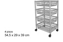 Verdulero rectangular 4 pisos con ruedas gris