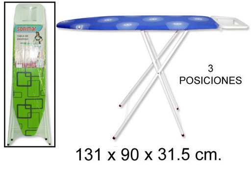 [105693] TABLE À REPASSER EN MÉTAL AVEC SUPPORT 131 x 90 cm