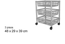 Verdulero rectangular 3 pisos con ruedas gris