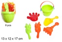 Pack 6 piezas cubo y accesorios playa