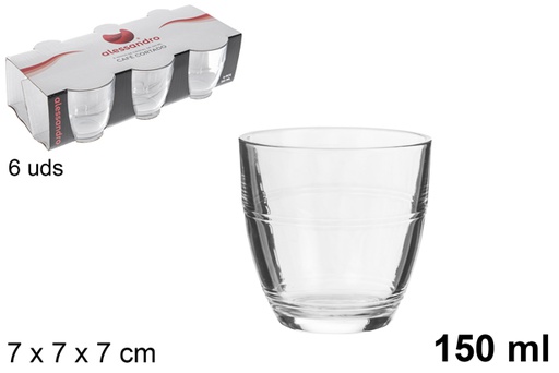[100666] Pack 6 vaso cristal cafe cortado 150ml