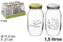 Tarro vidrio tapa oro/plata surtido 1.500 ml