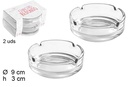 Pack 2 round glass ashtray 9 cm