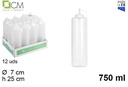 Bottiglia per salse in plastica trasparente con coperchio 750 ml
