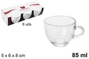 Pack 6 tazas cristal expreso con asa 85 ml