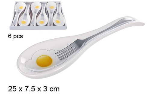 [104586] Ceramic spoon rest decorated egg 25x7.5c