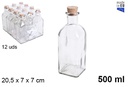 Botella cristal frasca natural tapón corcho 500 ml