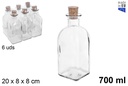 Botella cristal frasca natural tapón corcho 700 ml