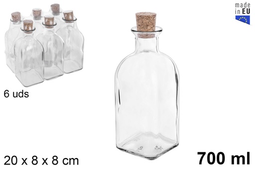 [105793] Garrafa vidro natural com rolha de cortiça 700 ml