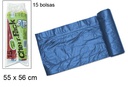 Pack 15 bolsas basura azules 55x56 cm