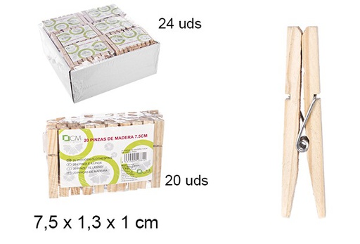[102362] Pack 20 pinces à linge en bois