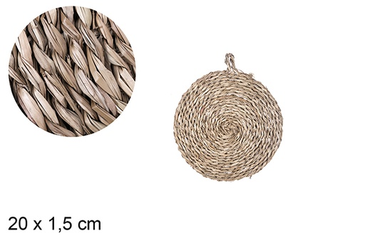 [105169] ROUND STRAW PLACEMAT WITH HANDLE 20CM