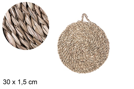 [105171] ROUND STRAW PLACEMAT WITH HANDLE 30CM