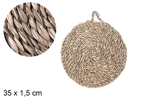 [105172] ROUND STRAW PLACEMAT WITH HANDLE 35CM