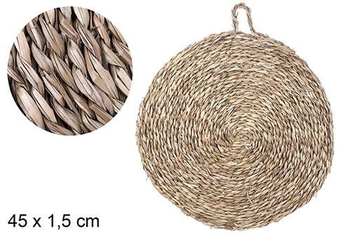 [105174] ROUND STRAW PLACEMAT WITH HANDLE 45CM