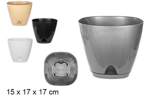 [105673] POT DE FLEUR BLANC/GRIS/CREME/NOIR 17CM