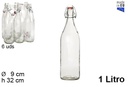 Botella cristal gaseosa tapón hermético 1 l.