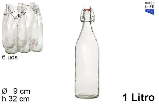 [106116] Botella cristal gaseosa tapón hermético 1 l.